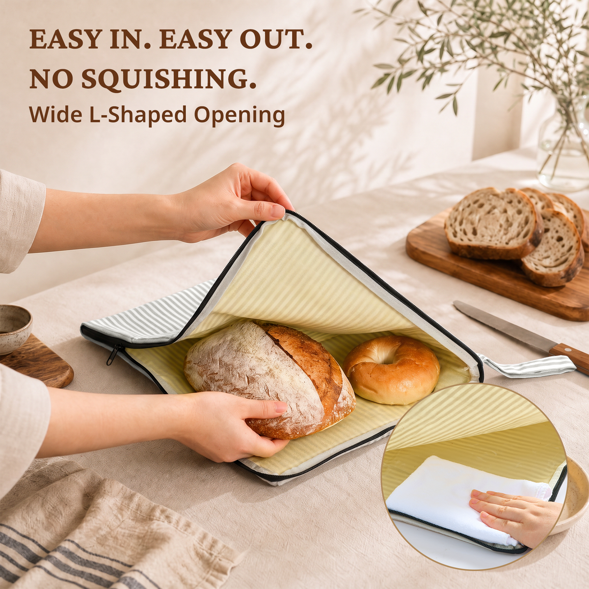Beeswax Bread Bag with L-Shaped Zipper (2-Pack)