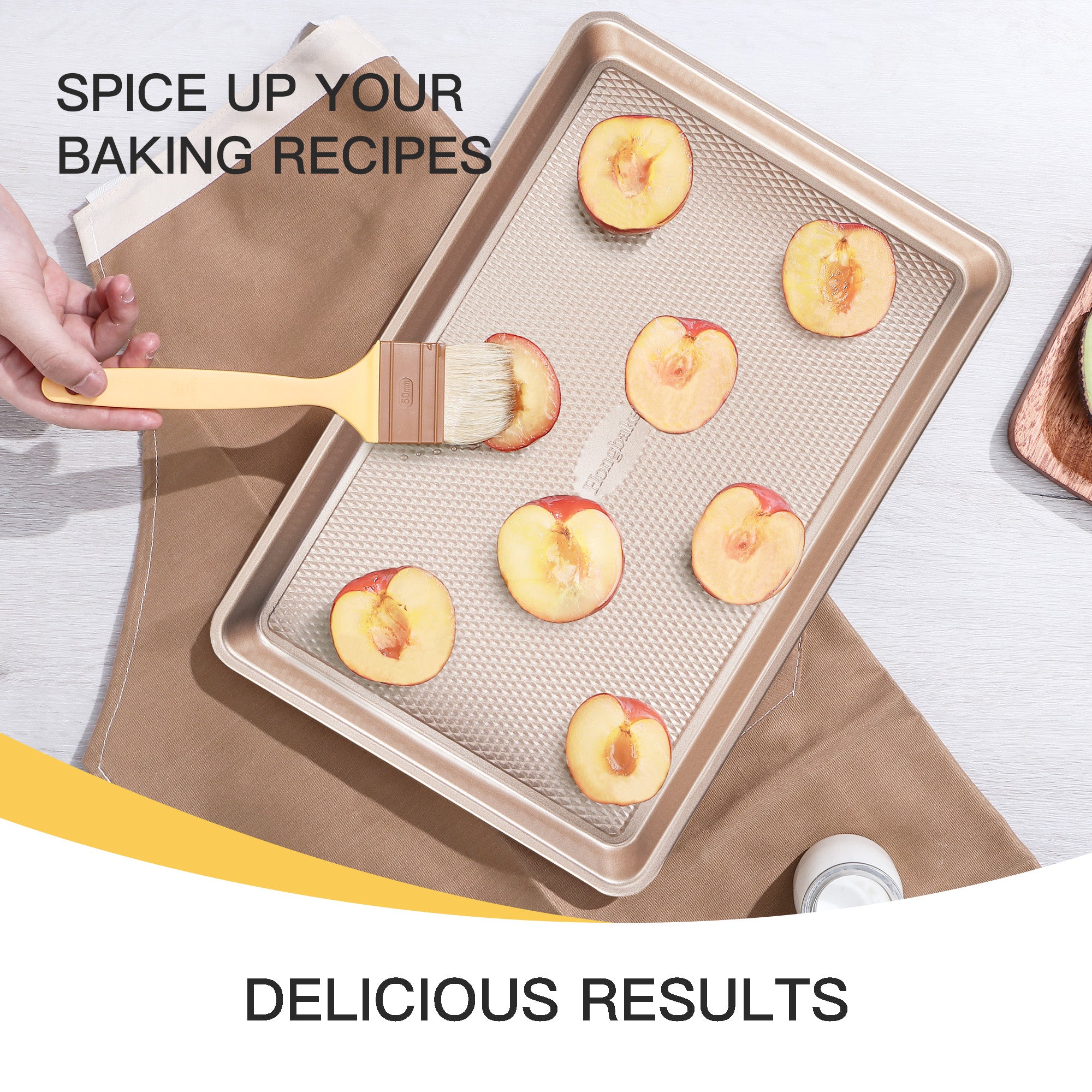 Diamond Texture Nonstick Baking Sheet Set (3-Piece) With Oven Mitts