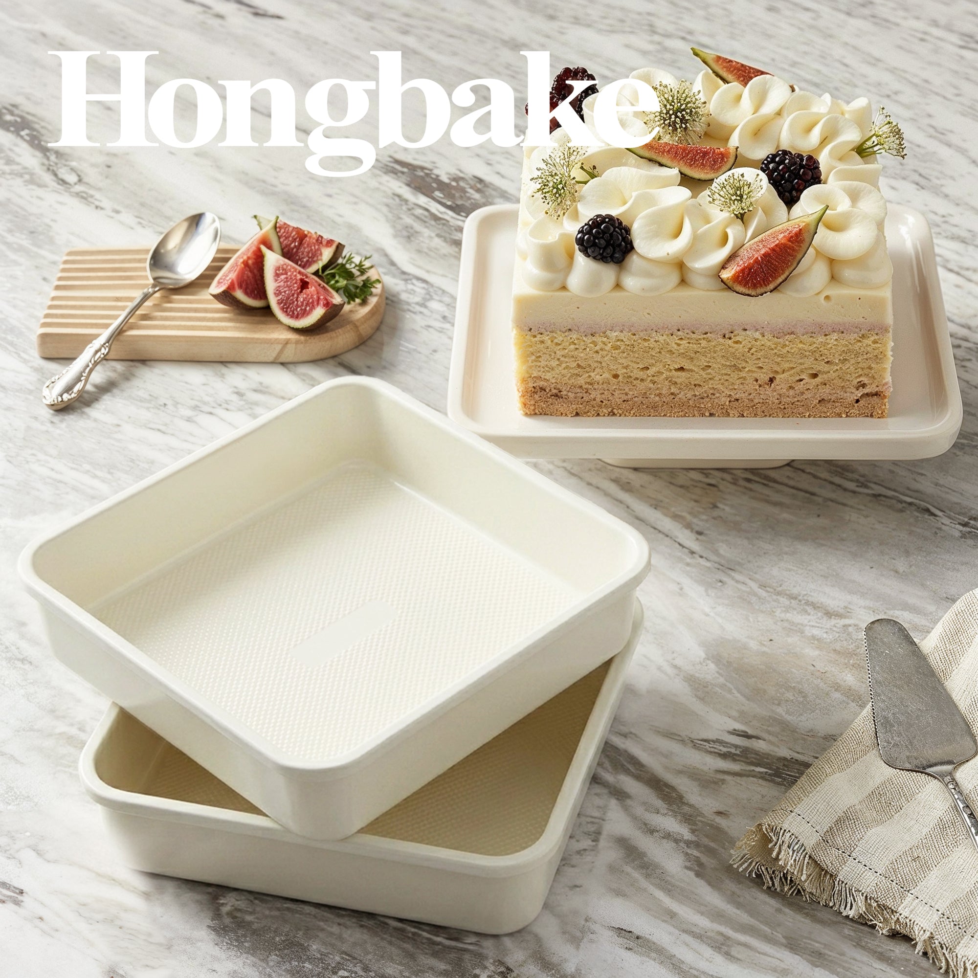 Diamond Texture Ceramic Nonstick Square Cake Pan, 9x9(2-Pack)