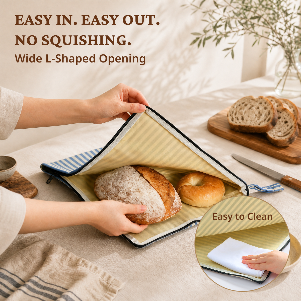 Beeswax Bread Bag with L-Shaped Zipper (2-Pack)