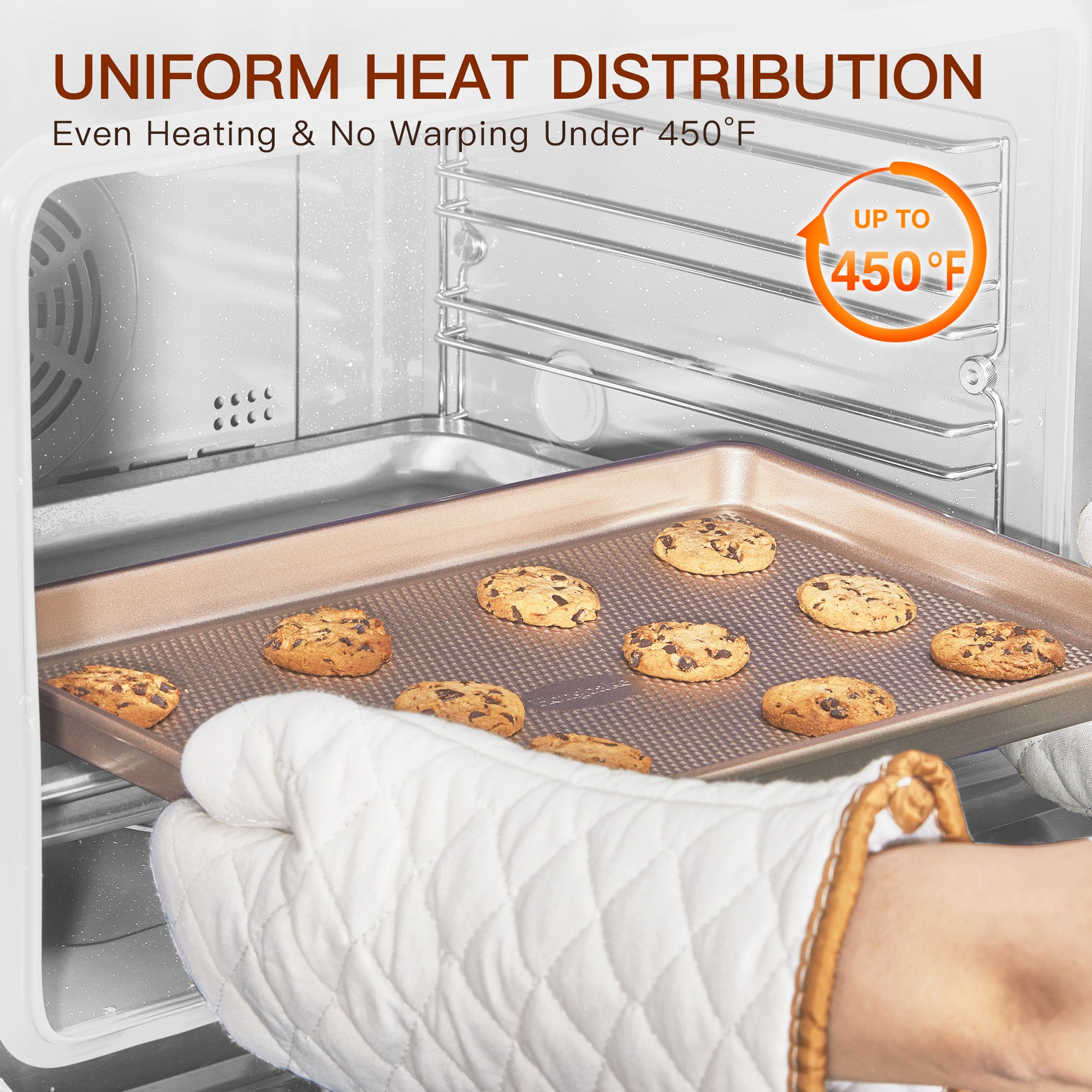 Diamond Texture Nonstick Baking Sheet Set (3-Piece) With Oven Mitts