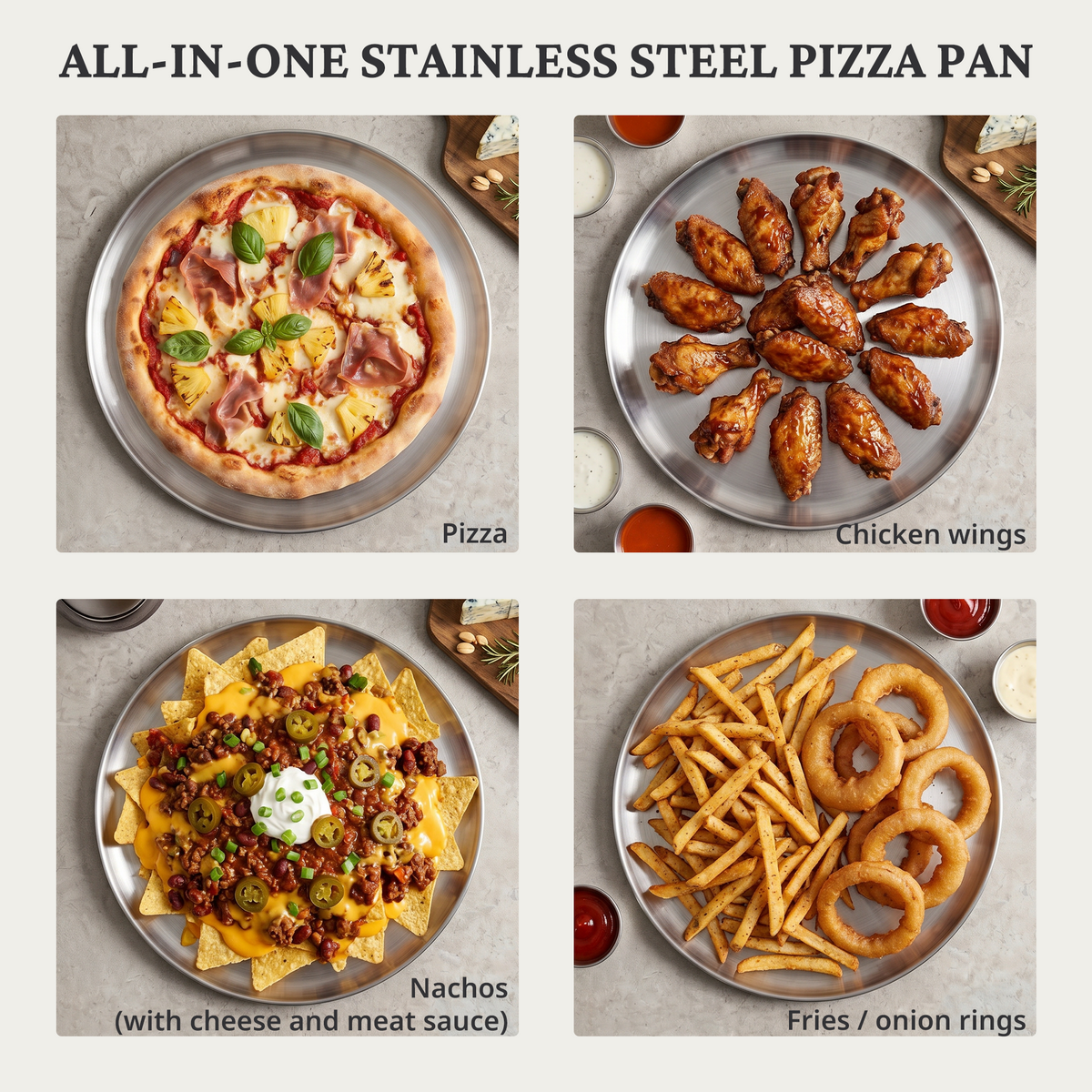 Stainless Steel Pizza Pan with Cutter (2-Pack)