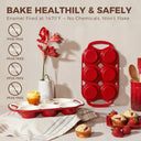 Enameled Cast Iron Muffin & Cupcake Pan with Handles 6-Cup (2-Pack)