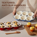 Enameled Cast Iron Muffin & Cupcake Pan with Handles 6-Cup (2-Pack)