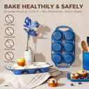 Enameled Cast Iron Muffin & Cupcake Pan with Handles 6-Cup (2-Pack)