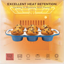 Enameled Cast Iron Muffin & Cupcake Pan with Handles 6-Cup (2-Pack)