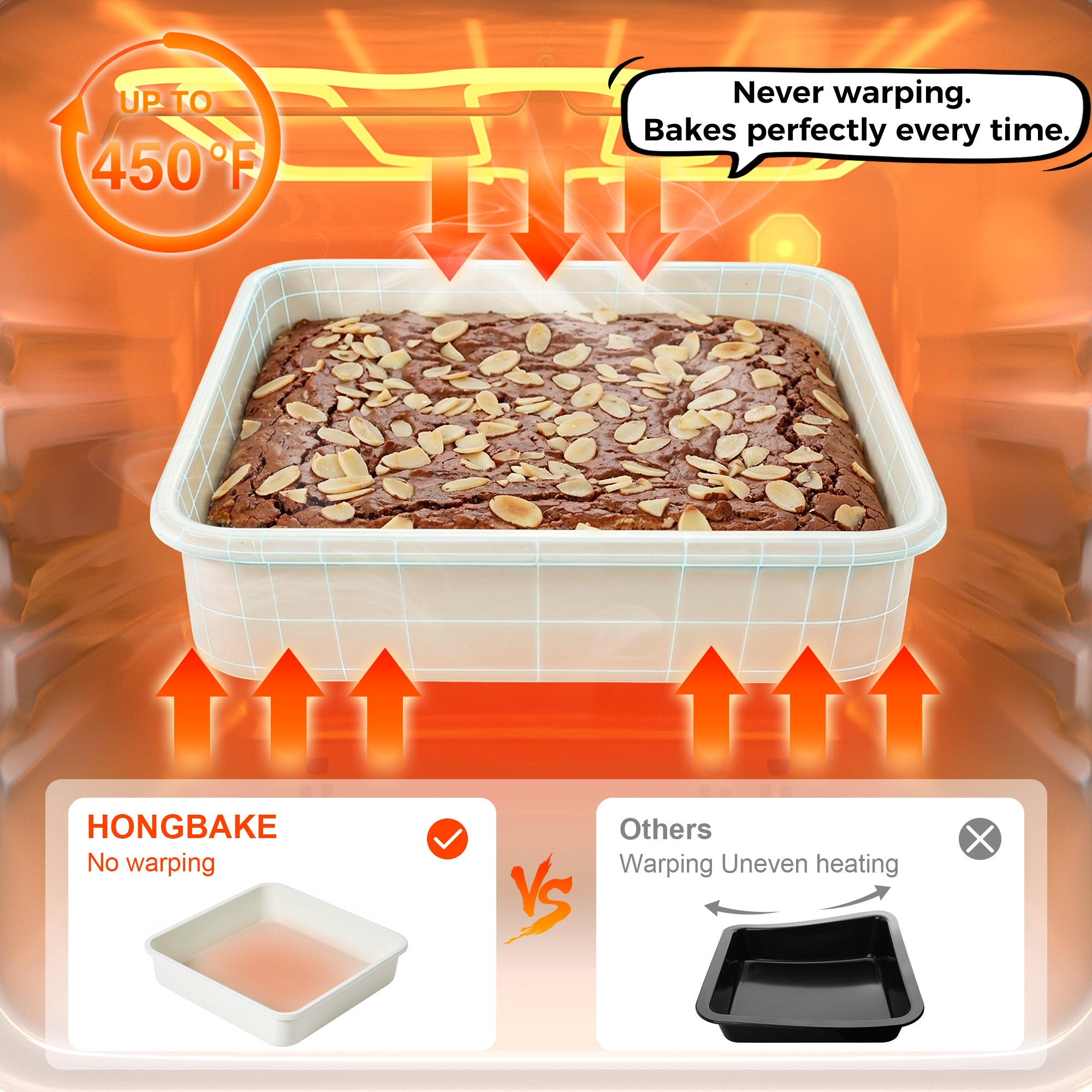 Diamond Texture Ceramic Nonstick Square Cake Pan, 9x9(2-Pack)