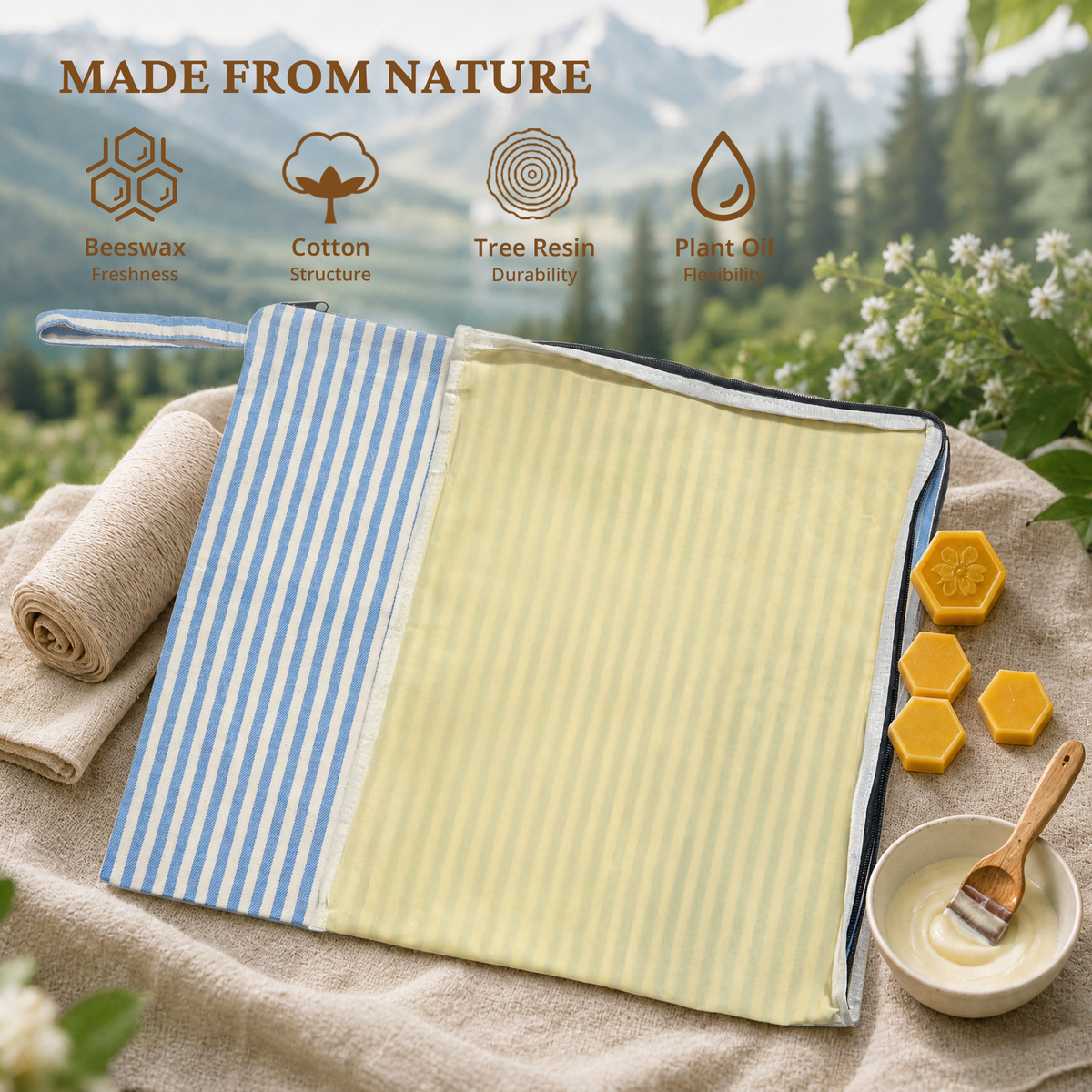 Beeswax Bread Bag with L-Shaped Zipper (2-Pack)