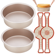 8-Inch Deep Round Cake Pans (2-Pack) with Silicone Slings (2-Pack)