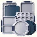 9-Piece Ceramic Nonstick Bakeware Set with Silicone Handles – Blue, Heavy Duty Aluminized Steel