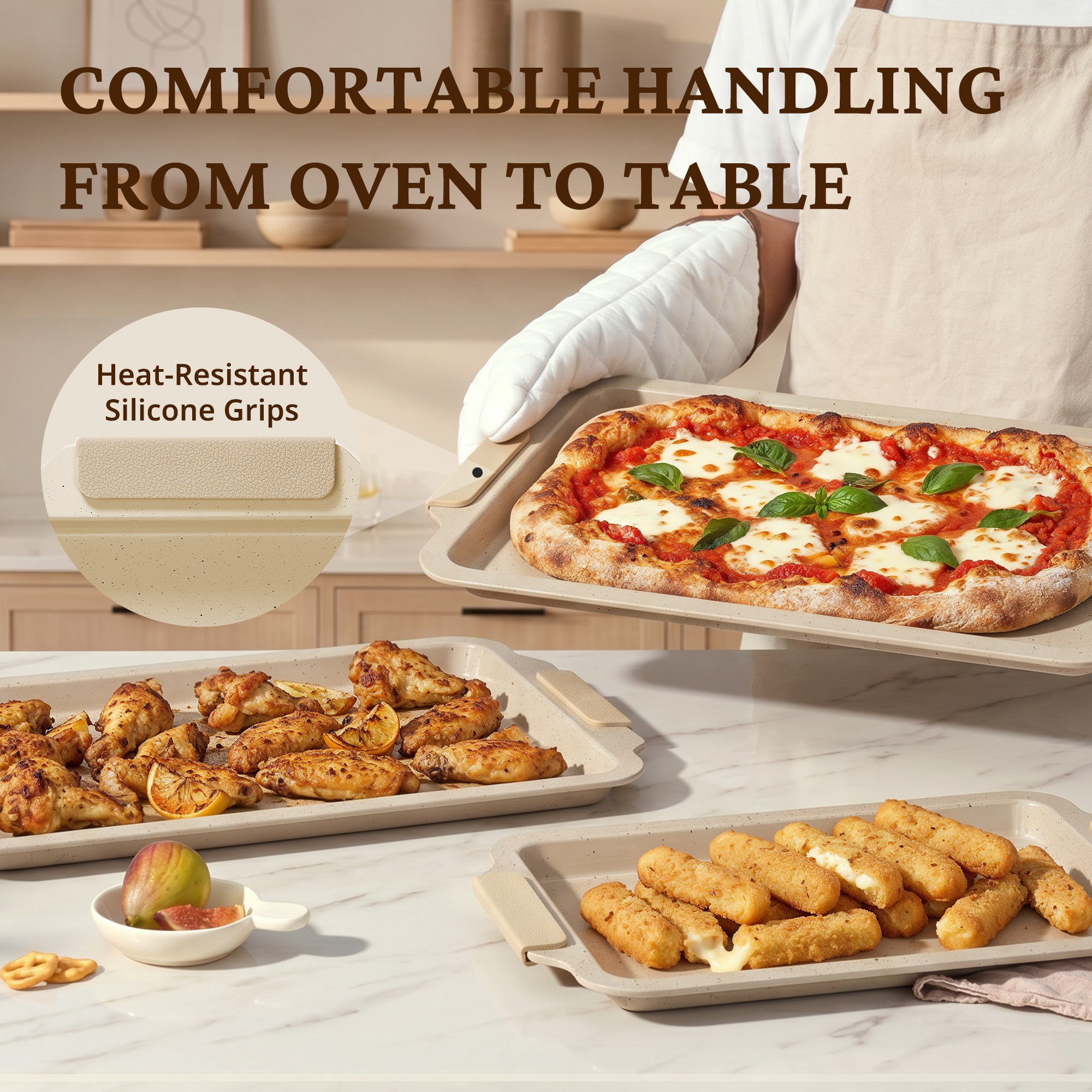 Ceramic Nonstick Aluminized Steel Baking Sheet Set (3-Piece)
