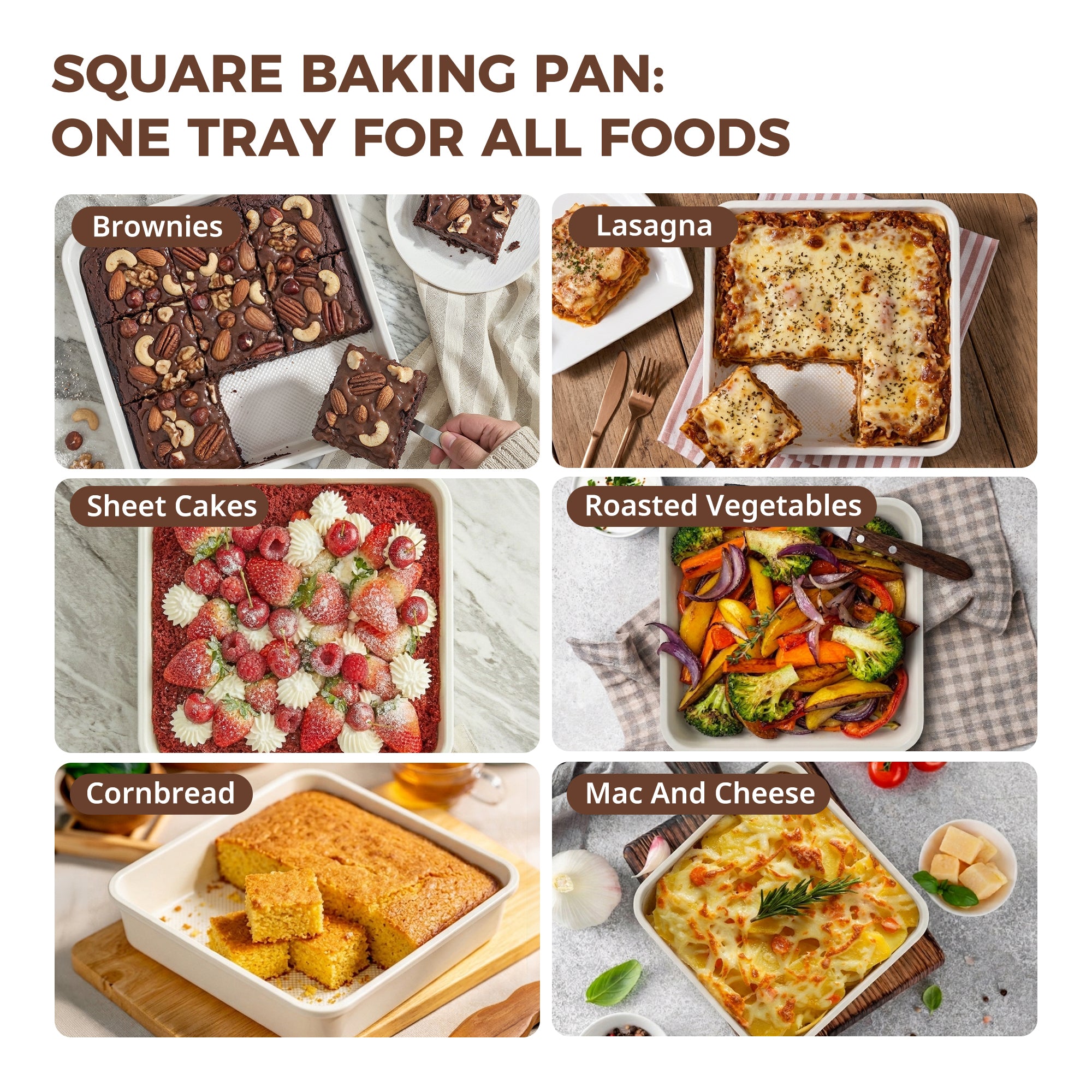 Diamond Texture Ceramic Nonstick Square Cake Pan, 9x9(2-Pack)