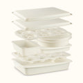 Stackable 9-Piece Non-Stick Bakeware Set with Donut Pan – White, Space-Saving Baking Pans