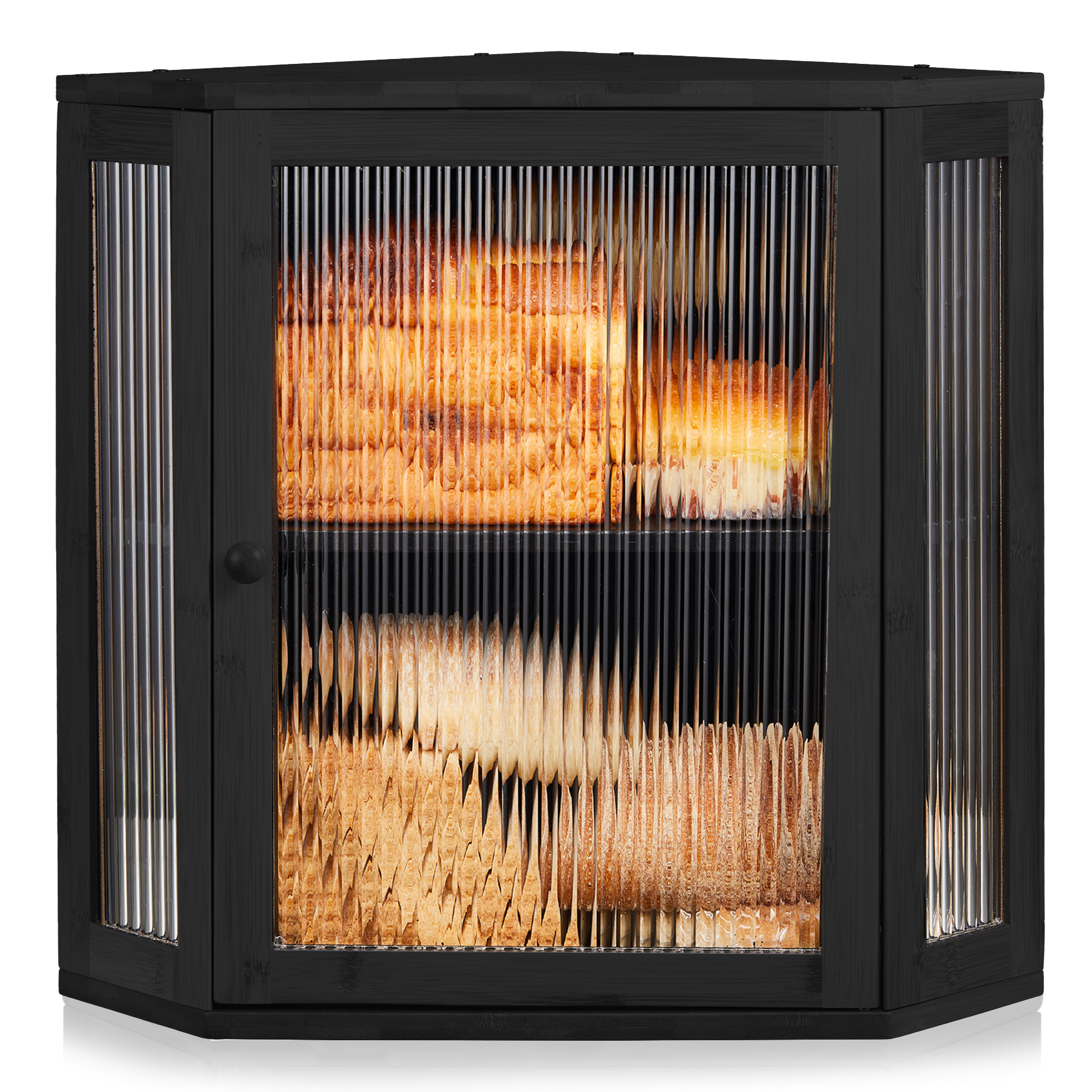 Double Layer Corner Bread Box with Adjustable Partition (Large)