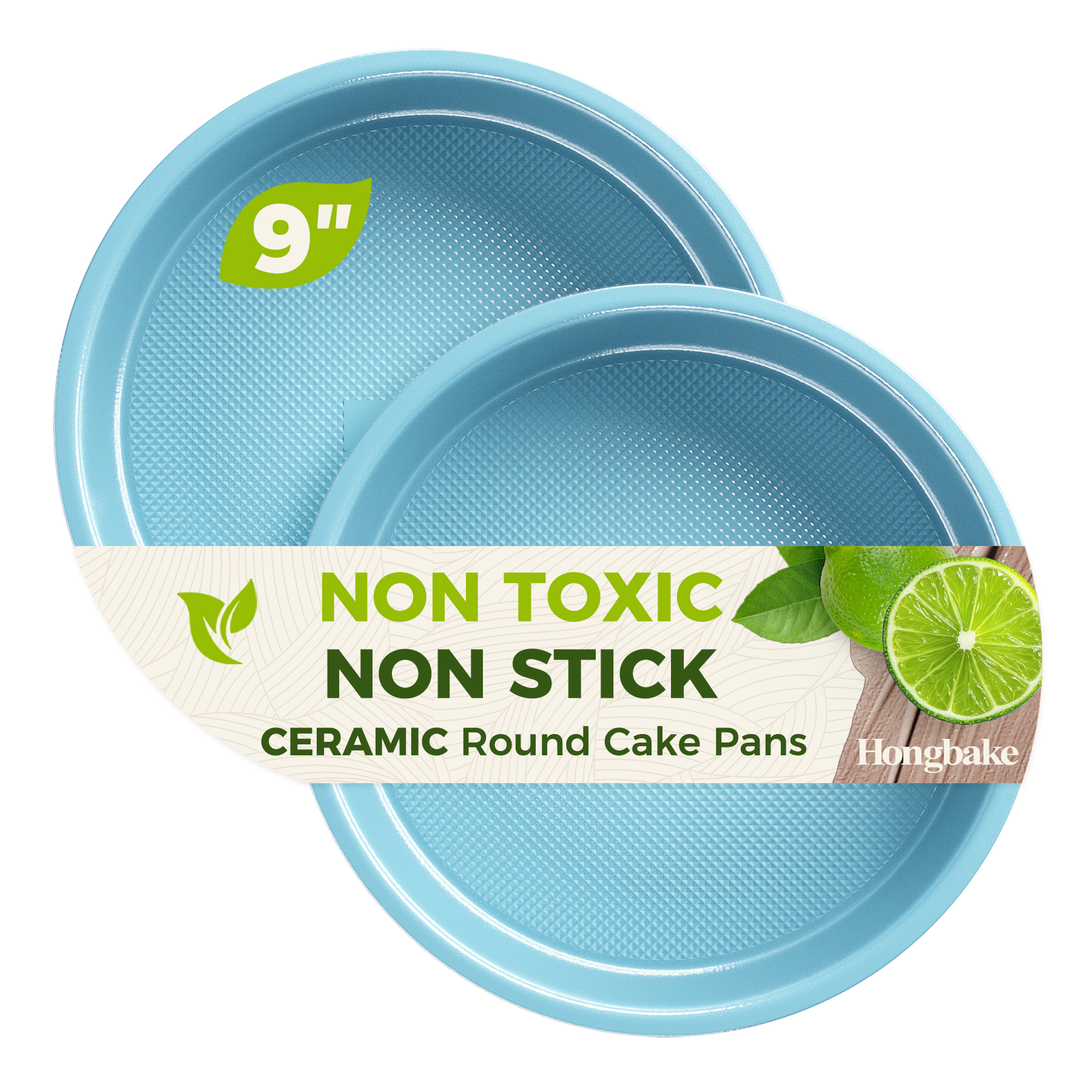 Diamond Texture Ceramic Nonstick Round Cake Pan, 9-Inch (2-Pack)