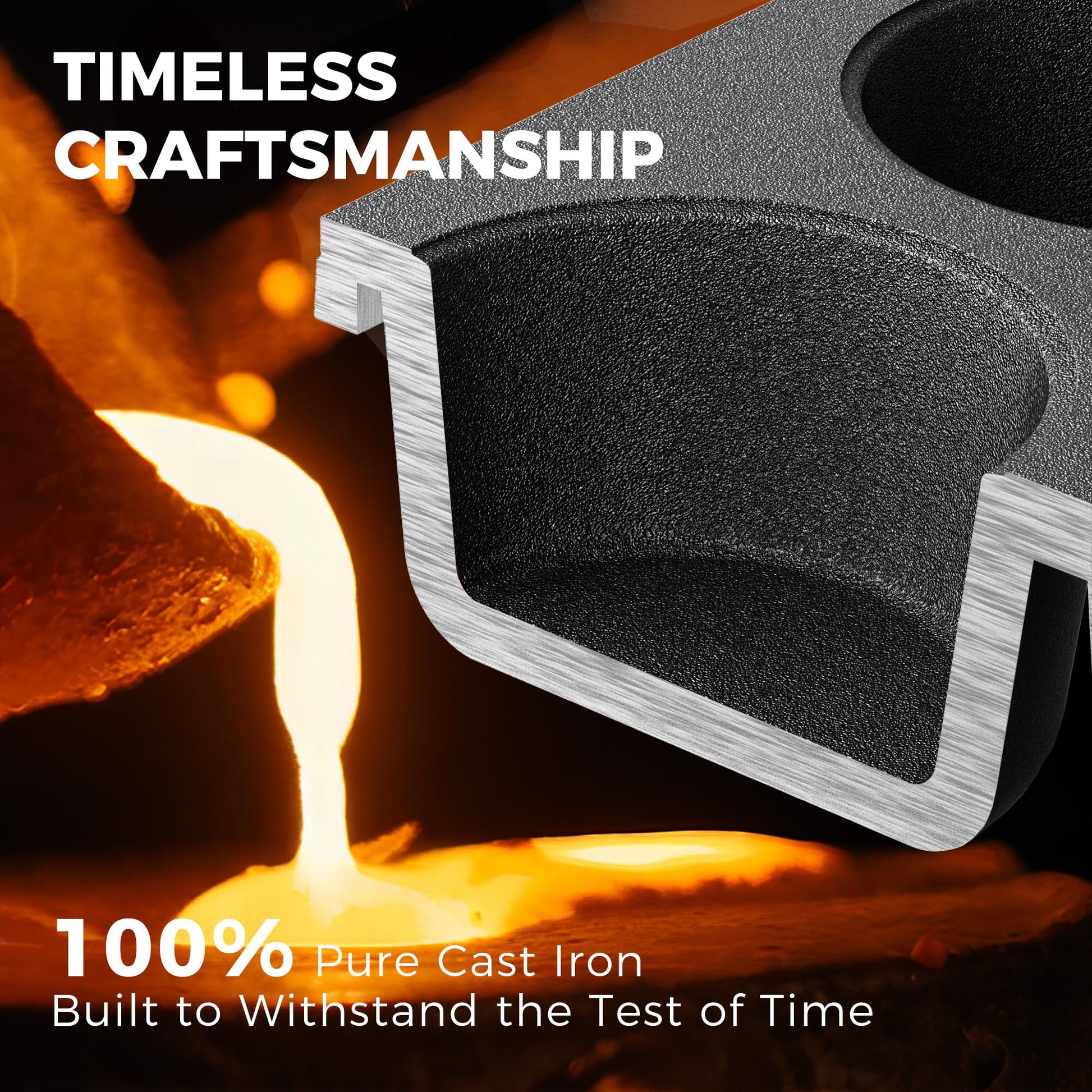 Cast iron muffin and cupcake pan with 6 cups for oven baking