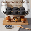 Cast iron muffin and cupcake pans with integrated handles, 6 cup, set of 2