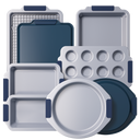 Ceramic nonstick bakeware set with multiple pans for everyday oven baking, grayish blue