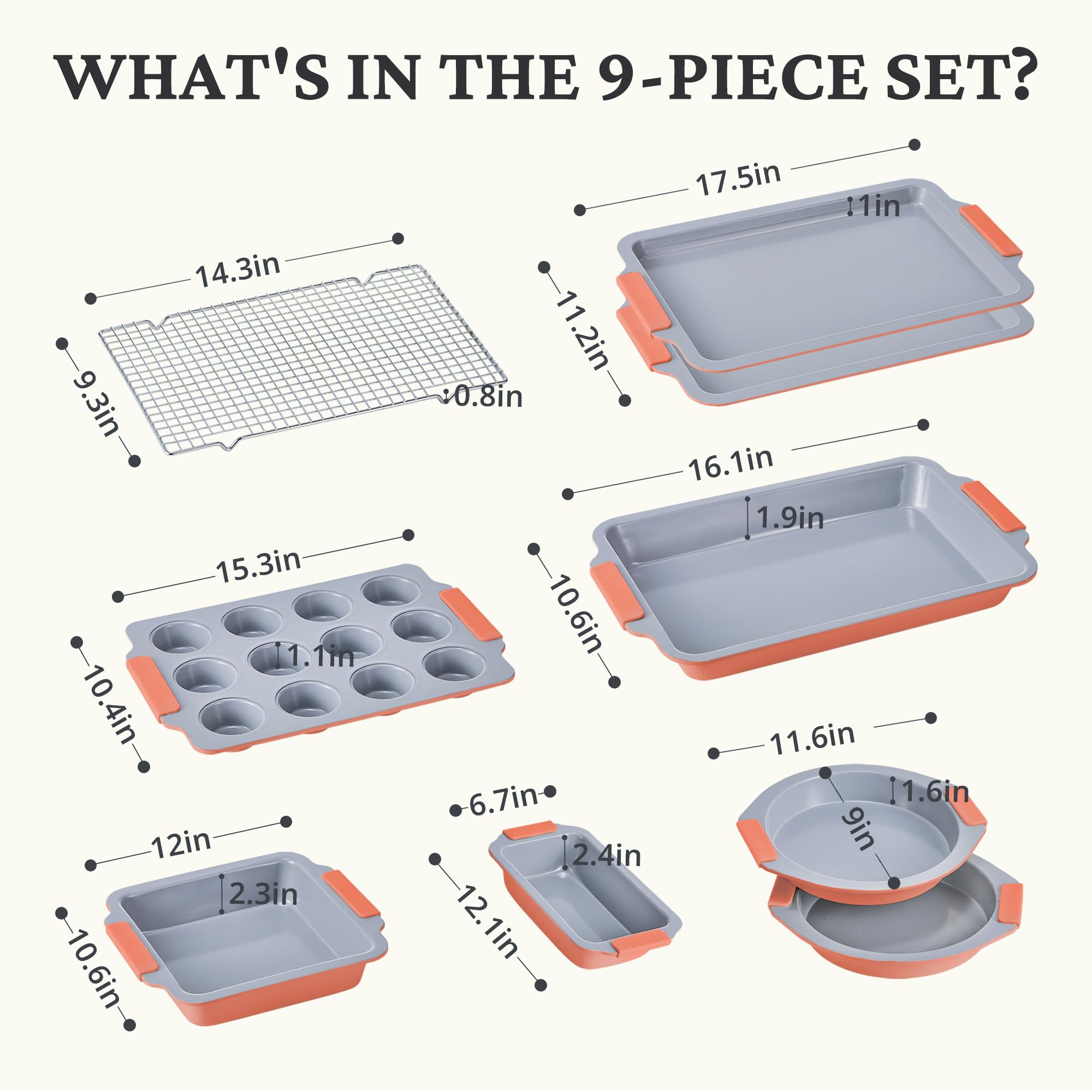 Ceramic Nonstick Bakeware Set (9-Piece) – Hongbake