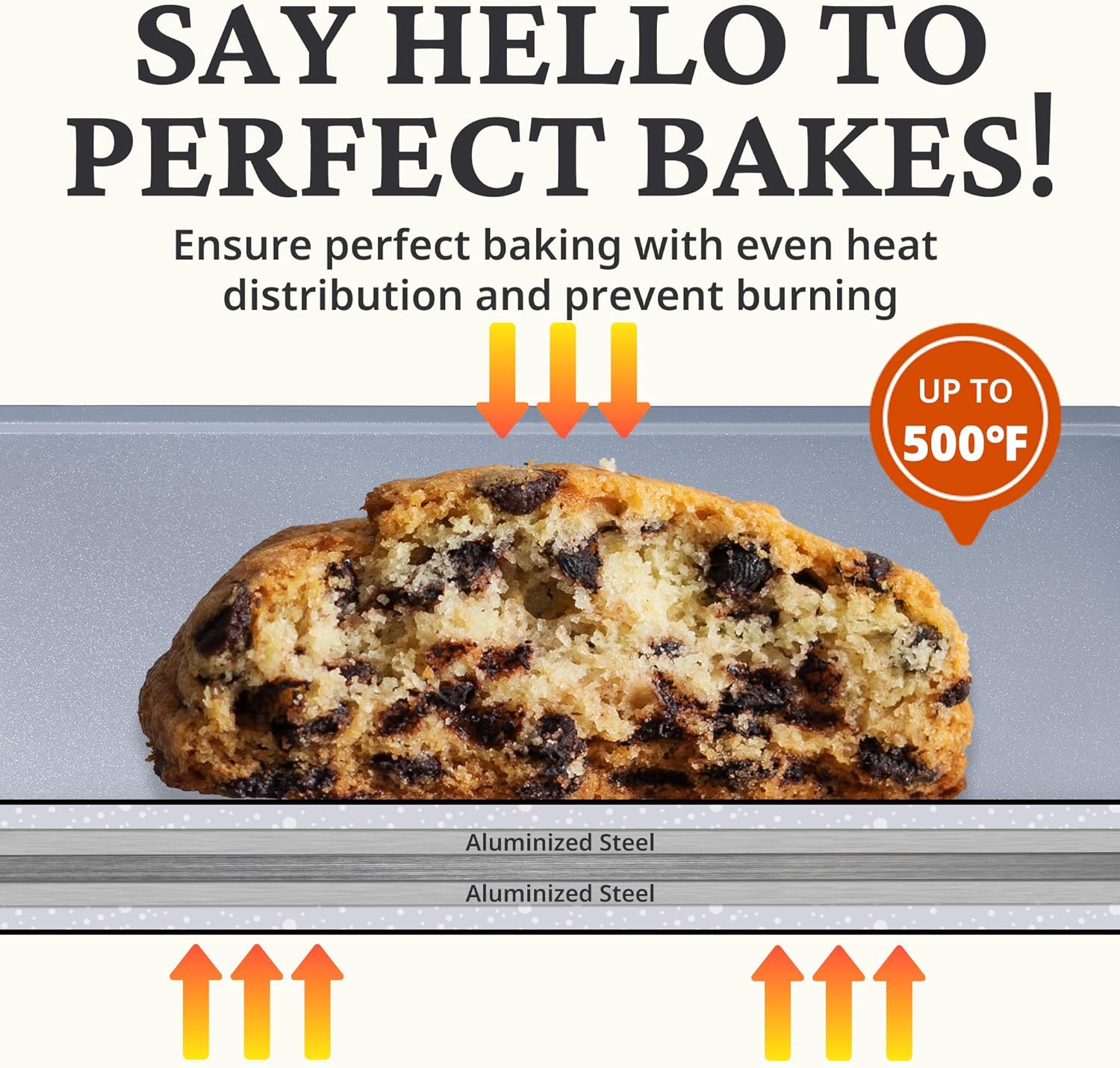 Ceramic nonstick baking sheet set with half, jelly roll, and quarter pans, slate gray