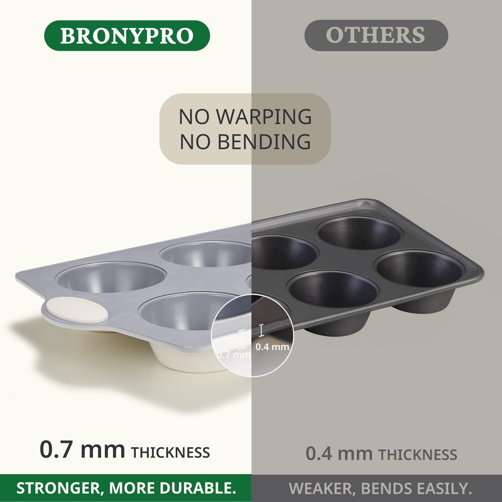 Ceramic nonstick jumbo muffin and cupcake pan with six large cups, cream