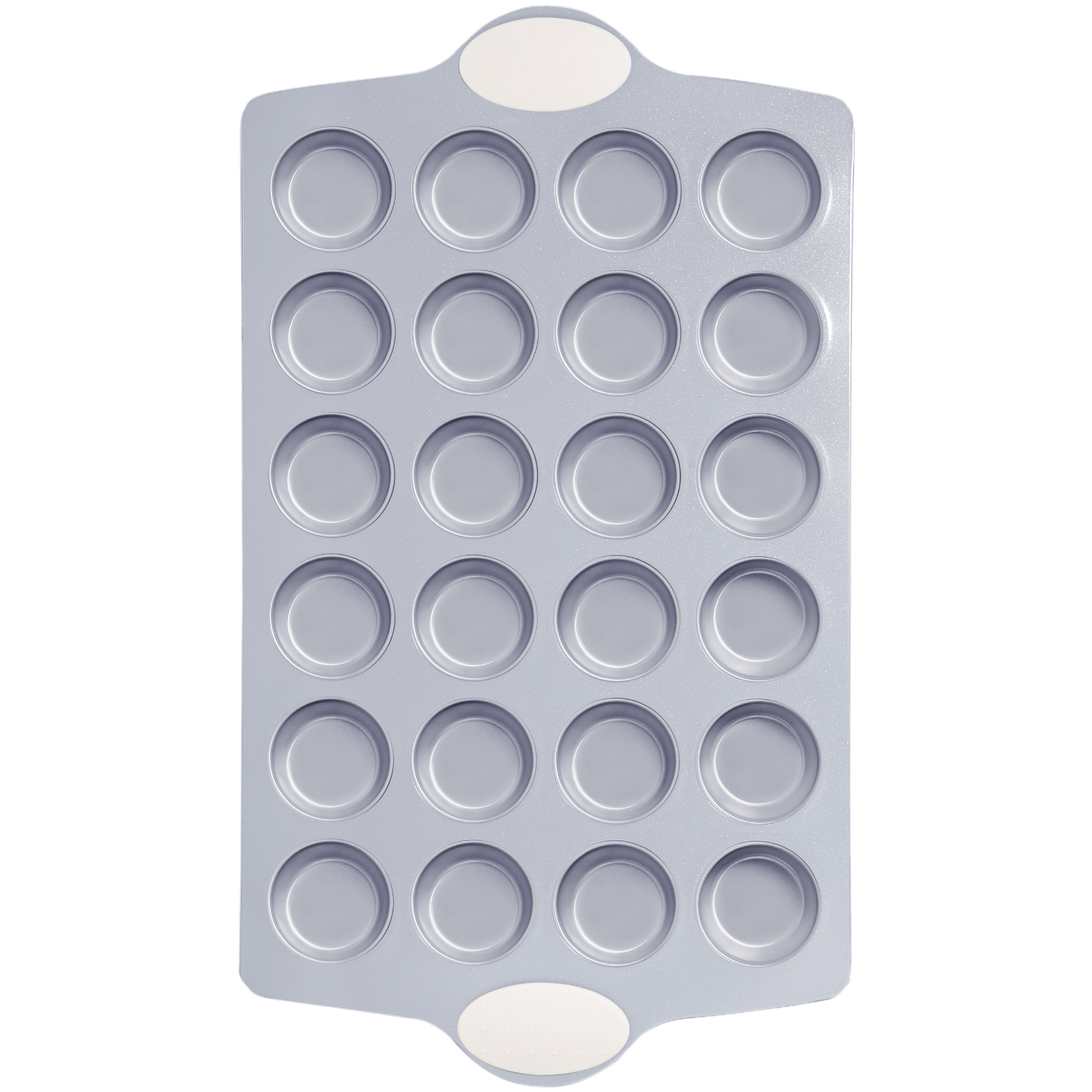Ceramic nonstick mini muffin and cupcake pan with twenty-four cups, cream