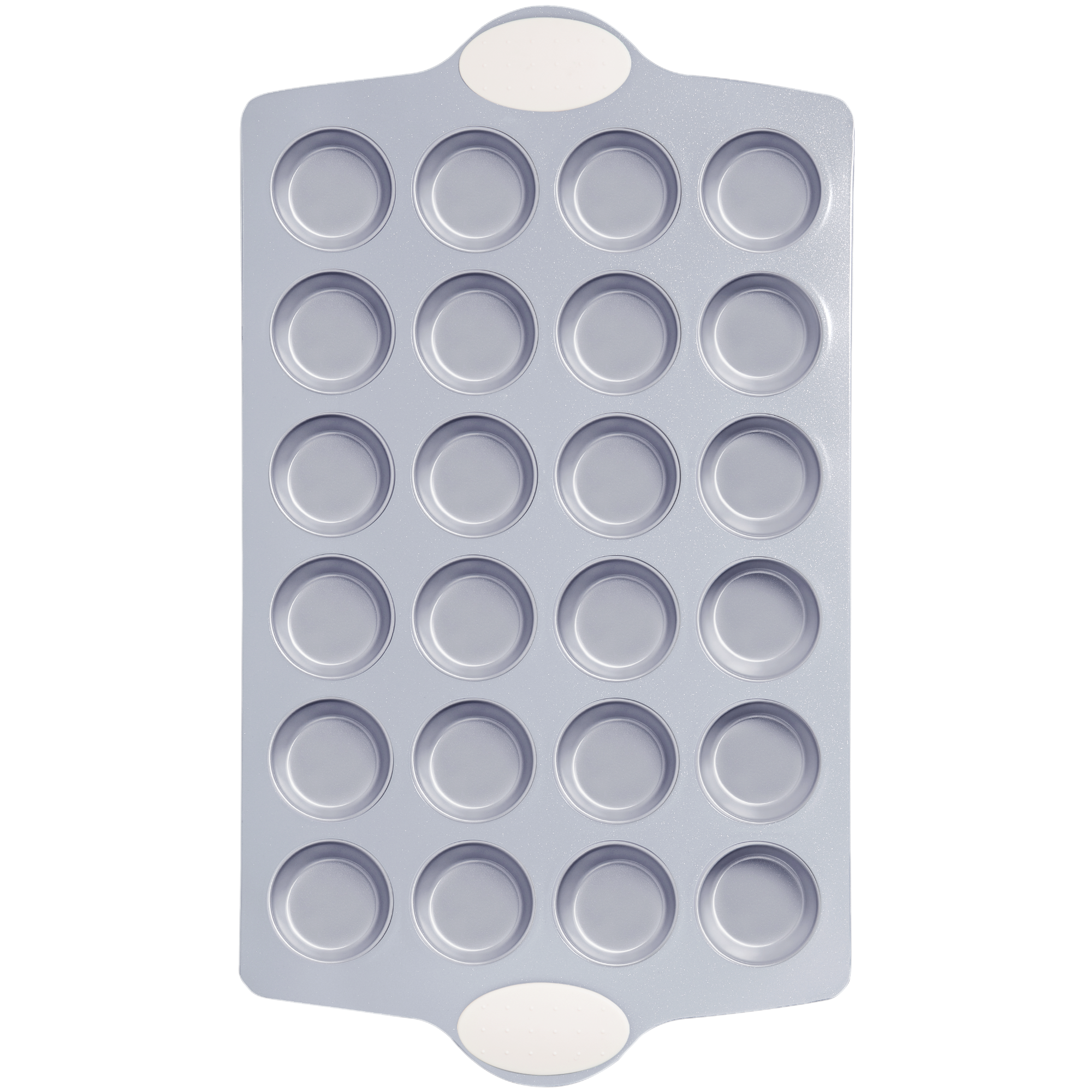 Ceramic nonstick mini muffin and cupcake pan with twenty-four cups, cream