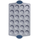 Ceramic nonstick mini muffin and cupcake pan with twenty-four cups, grayish blue