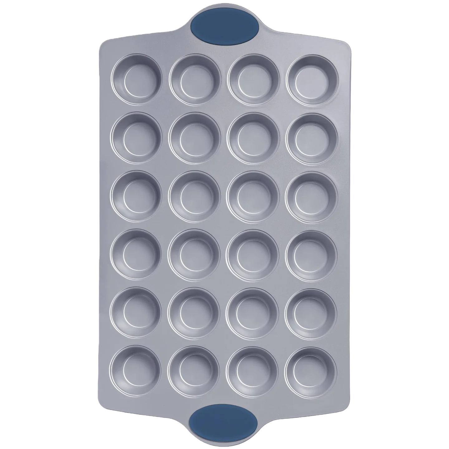 Ceramic nonstick mini muffin and cupcake pan with twenty-four cups, grayish blue