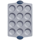Ceramic nonstick 12-cup muffin and cupcake pan for standard baking, grayish blue
