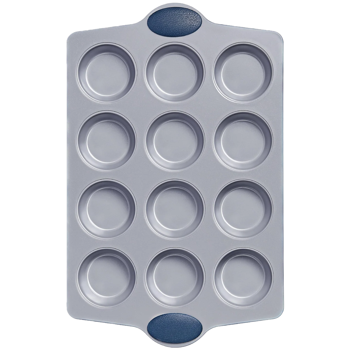 Ceramic nonstick 12-cup muffin and cupcake pan for standard baking, grayish blue