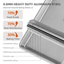 Diamond texture aluminized steel baking sheet set with three rimmed pans designed for even heating and easy release