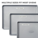 Diamond texture aluminized steel baking sheet set with three rimmed pans designed for even heating and easy release