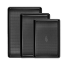 Diamond texture nonstick baking sheet pan set with rim, includes half sheet, jelly roll, and quarter sheet pans