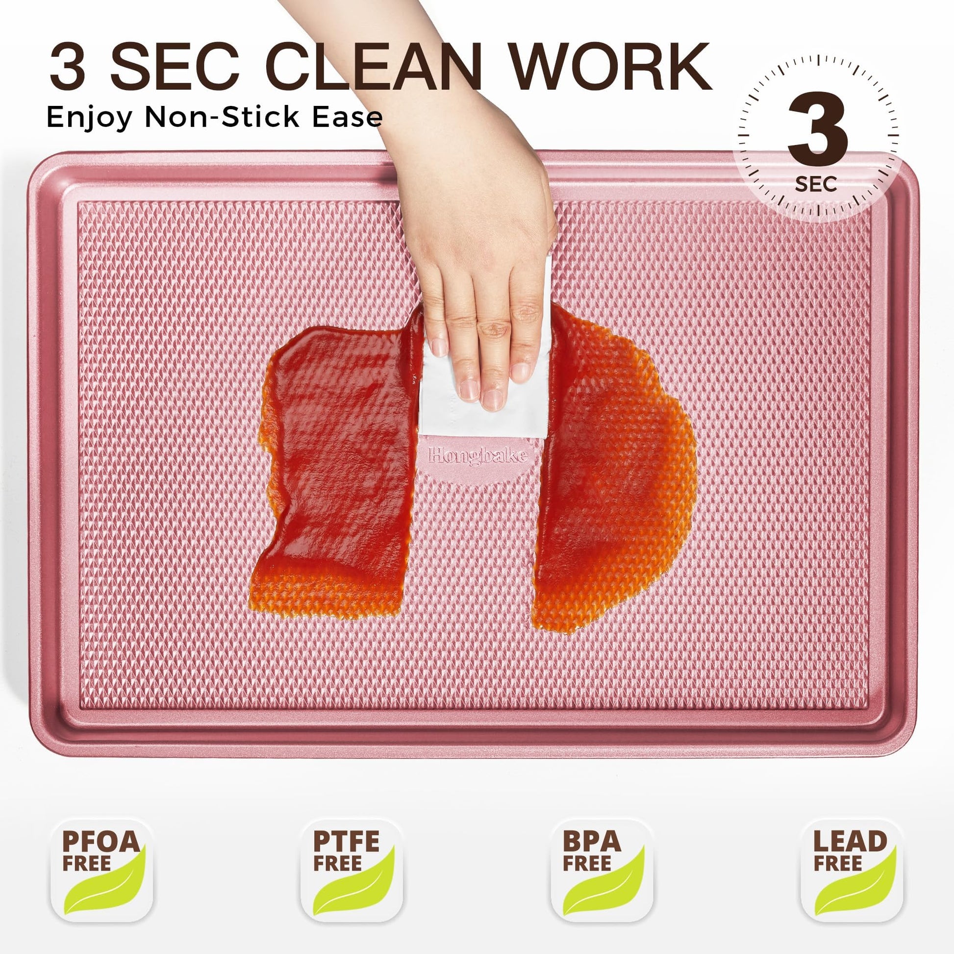 Diamond texture nonstick baking sheet pan set with rim, includes half sheet, jelly roll, and quarter sheet pans