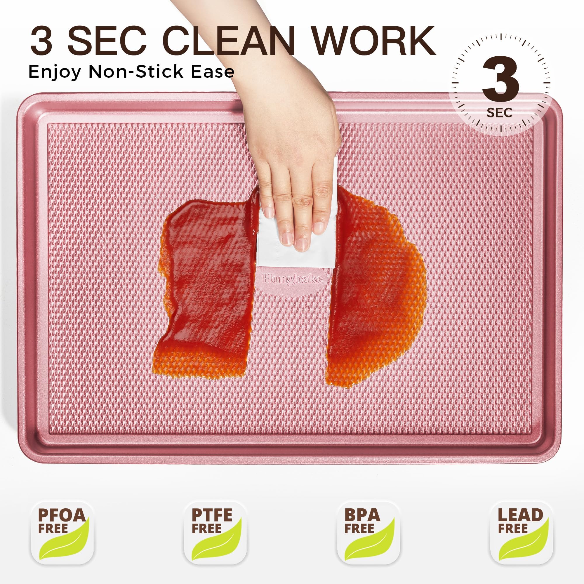 Diamond texture nonstick baking sheet pan set with rim, includes half sheet, jelly roll, and quarter sheet pans