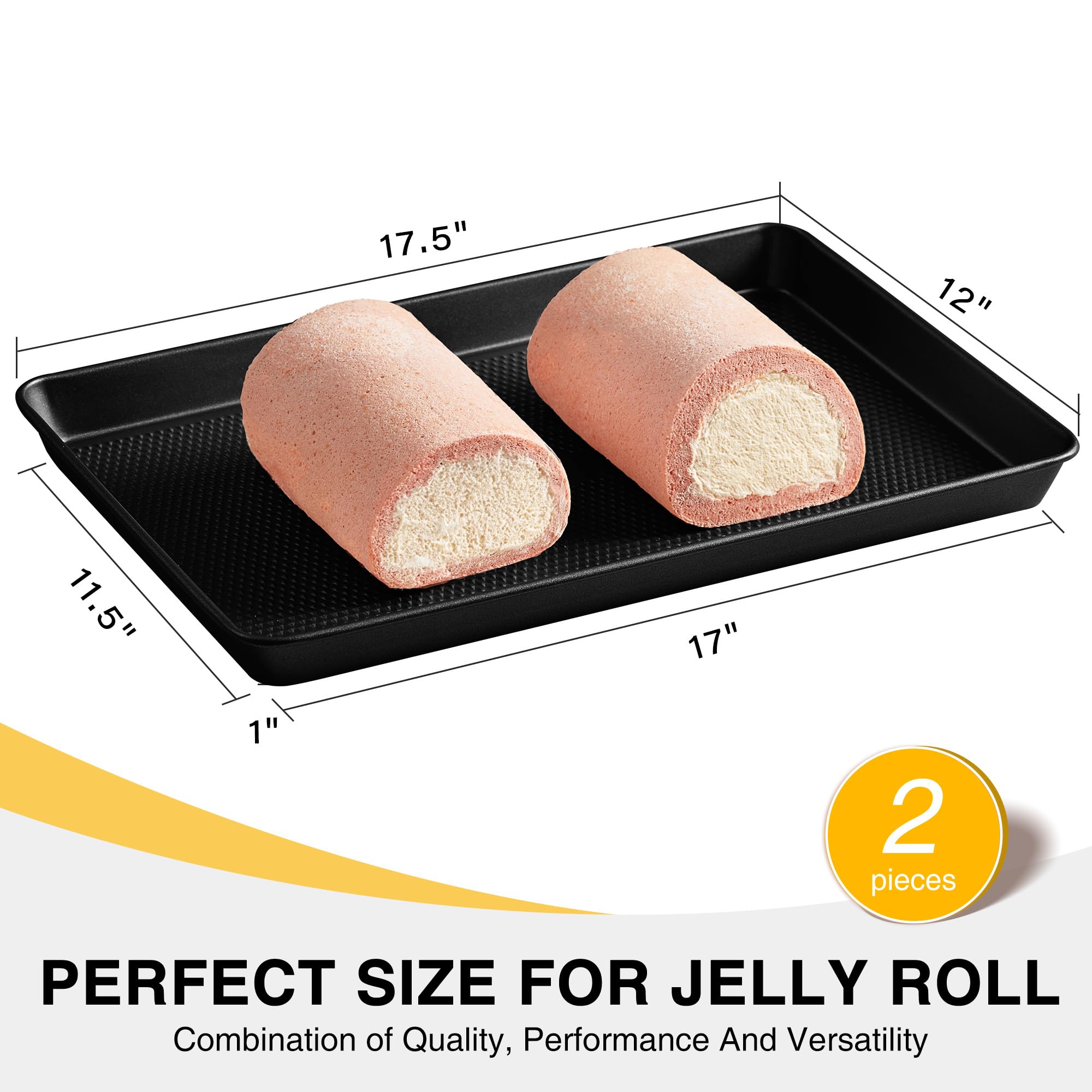 Diamond texture half sheet pans with rim, nonstick baking sheets for oven use, 2 pack, dark gray