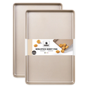 Diamond texture half sheet pans with rim, nonstick baking sheets for oven use, 2 pack, rose gold