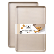 Diamond texture half sheet pans with rim, nonstick baking sheets for oven use, 2 pack, rose gold
