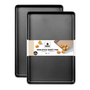 Diamond texture jelly roll pans with rim, nonstick baking sheets for cookies and rolls, 2 pack, dark gray