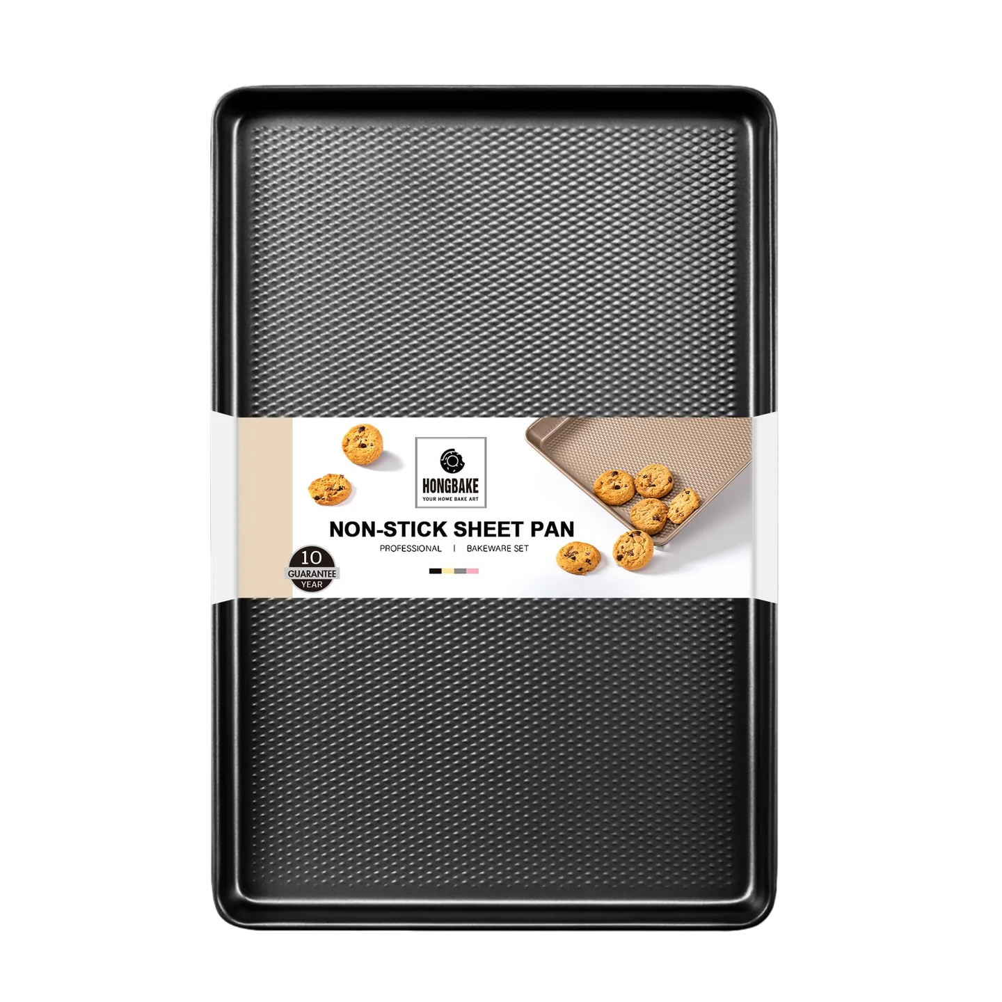 Diamond texture jelly roll pan with rim, nonstick baking sheet for cookies and roasting, dark gray