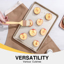 Diamond texture jelly roll pan with rim, nonstick baking sheet for cookies and roasting, rose gold