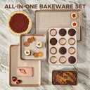 Diamond texture nonstick bakeware set with seven essential pieces for everyday baking