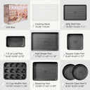 Diamond texture nonstick bakeware set with nine essential pieces for everyday baking and oven cooking