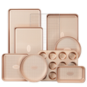 Diamond texture nonstick bakeware set with nine essential pieces for everyday baking and oven cooking