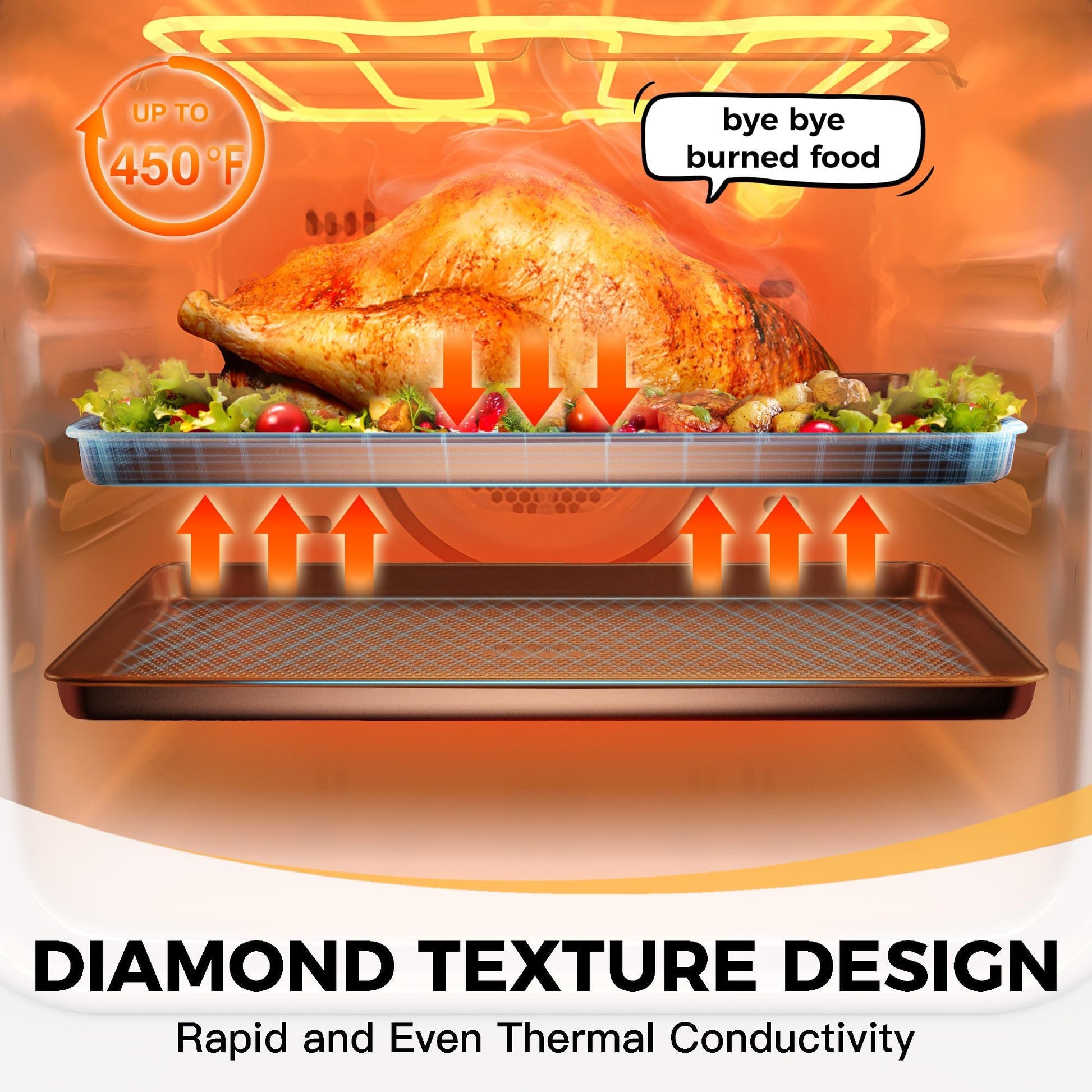Diamond texture nonstick bakeware set with nine essential pieces for everyday baking and oven cooking