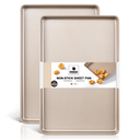Diamond texture quarter sheet pans with rim, compact nonstick baking sheets for oven, 2 pack, rose gold