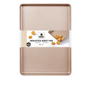 Diamond texture quarter sheet pan with rim, small nonstick baking sheet for oven use, rose gold