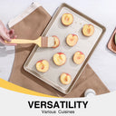 Diamond texture quarter sheet pan with rim, small nonstick baking sheet for oven use, rose gold