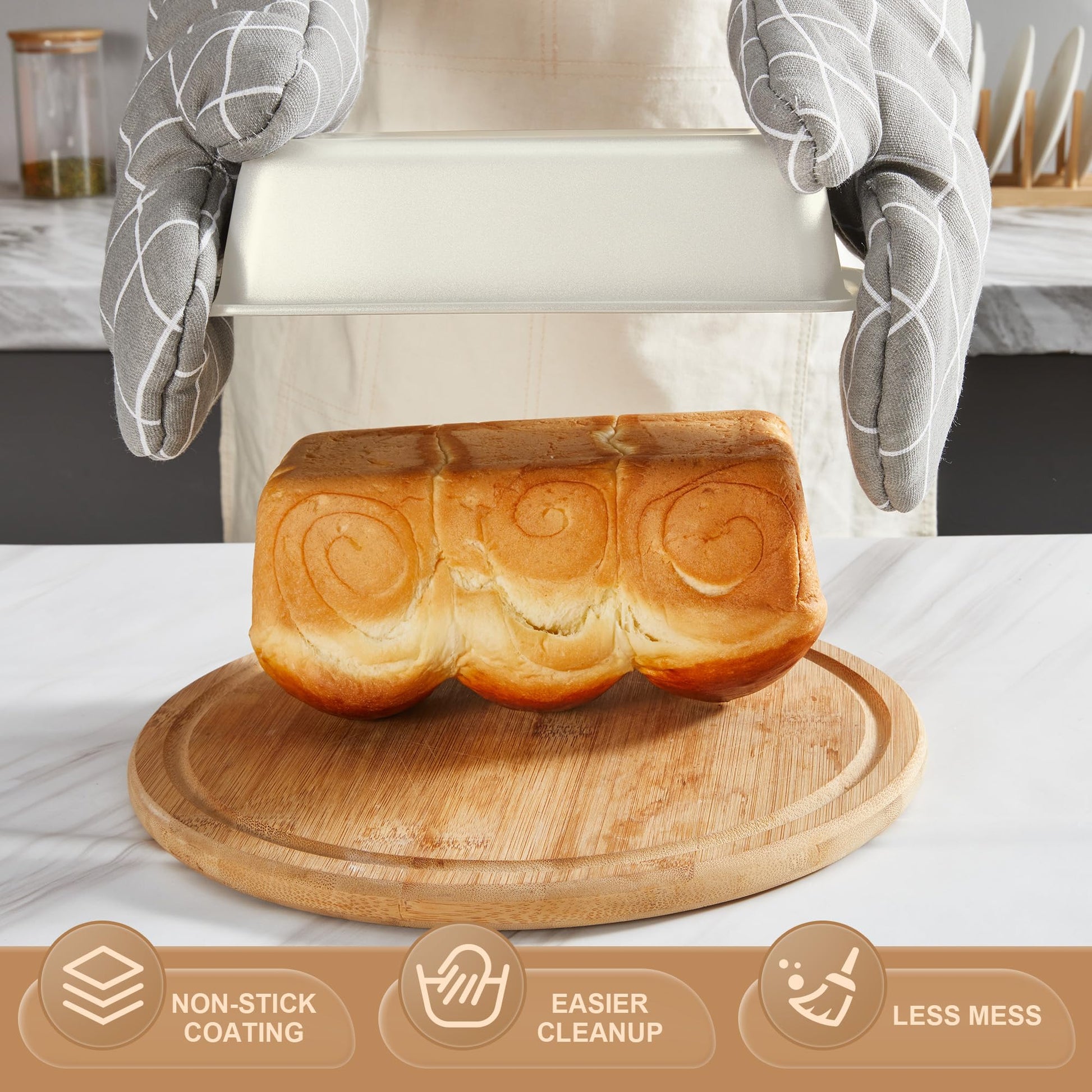 Essential nonstick bakeware set, 10-piece carbon steel baking pans with wider grips, cream